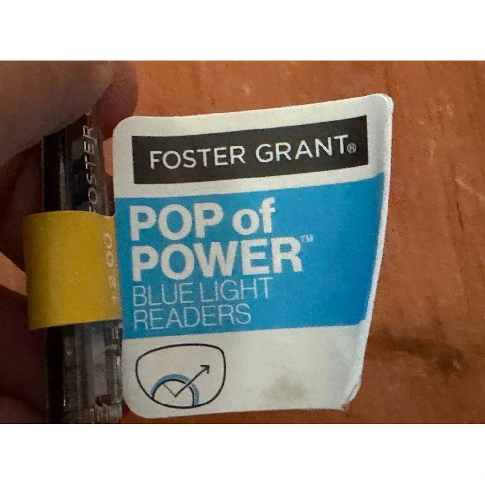 Foster Grant Tristan BLK Blue Light Readers +2.00 Black Clear Frames TG0721